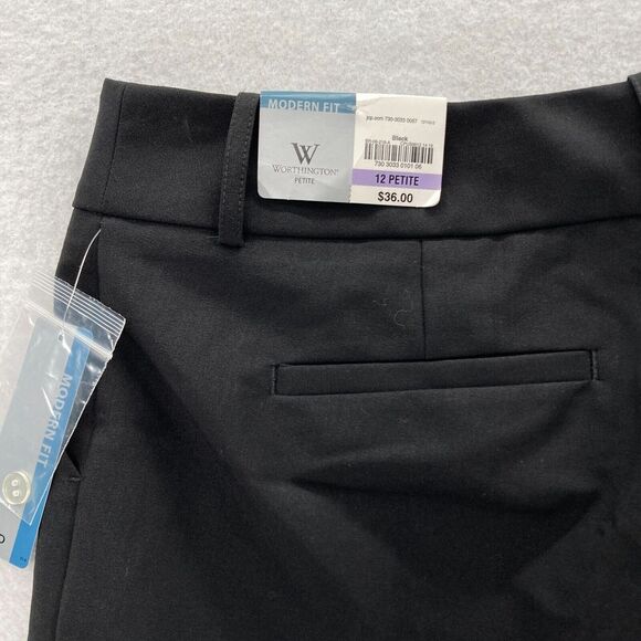 Worthington Modern Fit Pants Women's 12P Petite Black Cuffed Capri Stretch NWT - Picture 10 of 11
